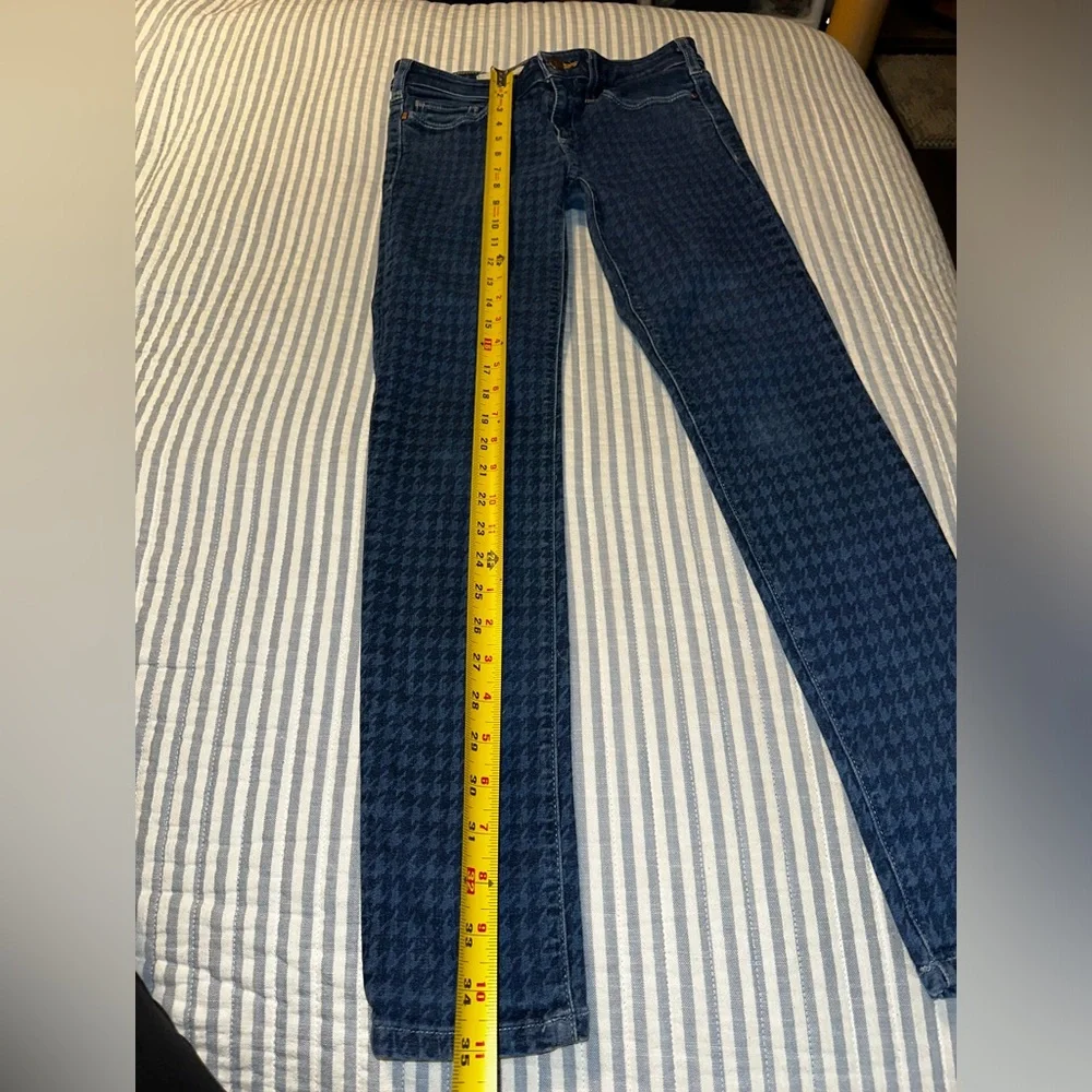 Pilcro and the Letterpress Serif Houndstooth Skinny Jeans Blue Denim Size 27 - Picture 2 of 8